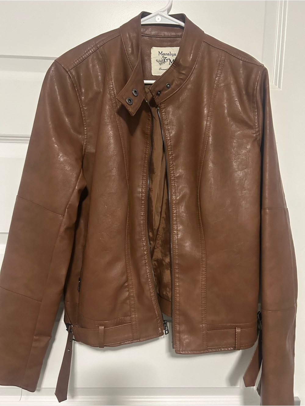 Maralyn & Me Brown Leather Bomber Jacket